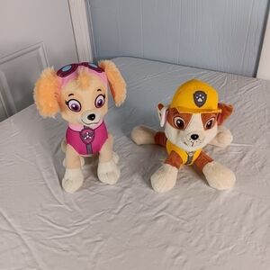 Paw Patrol Plush Lot of 2 Stuffed Animals Rubble Skye Nickelodeon Dog‎ Puppy 9"